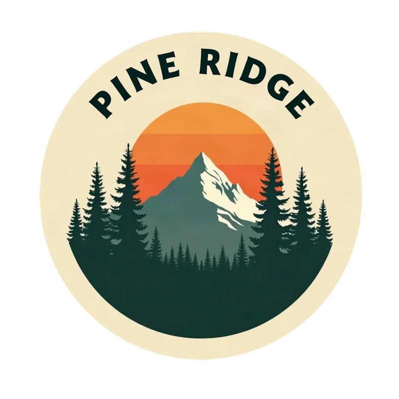 The Pine Ridge badge on a transparent background