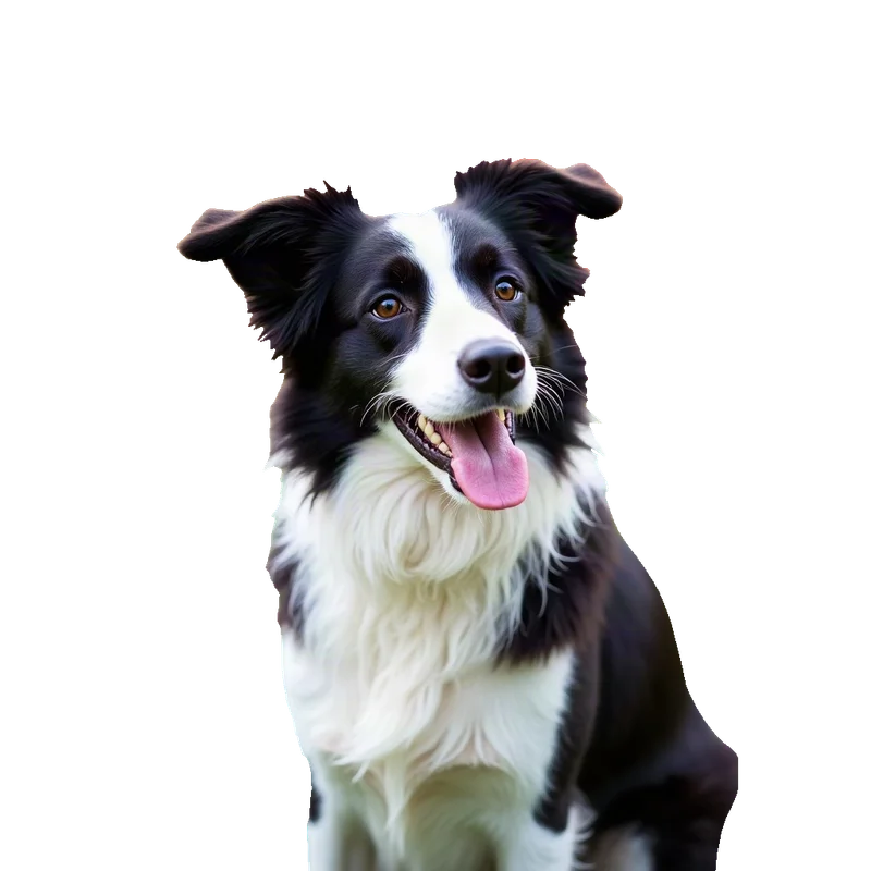 The same border collie cut out on a transparent background
